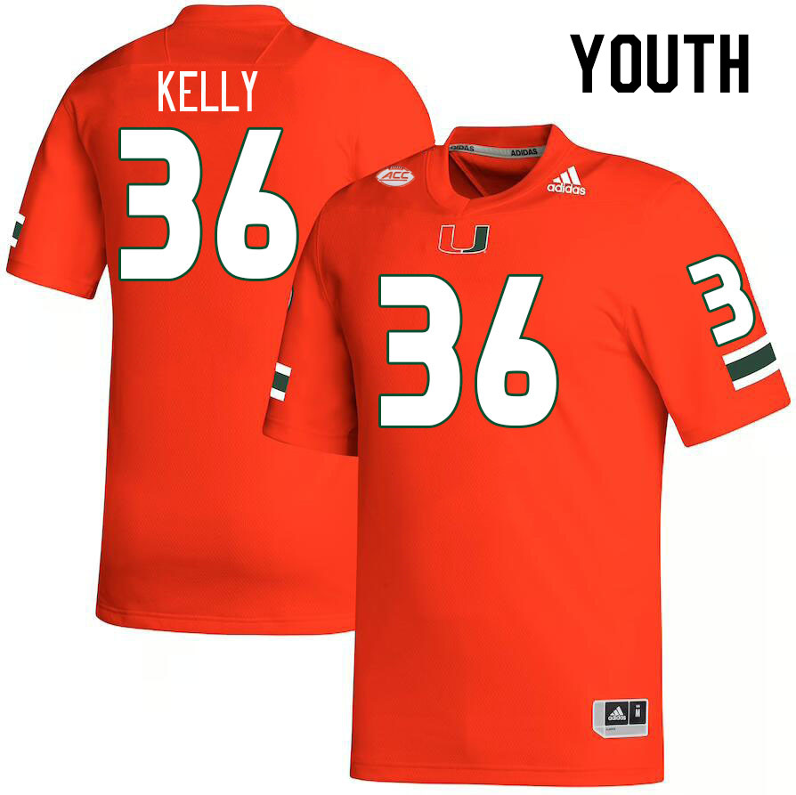 Youth #36 Nick Kelly Miami Hurricanes College Football Jerseys Stitched-Orange